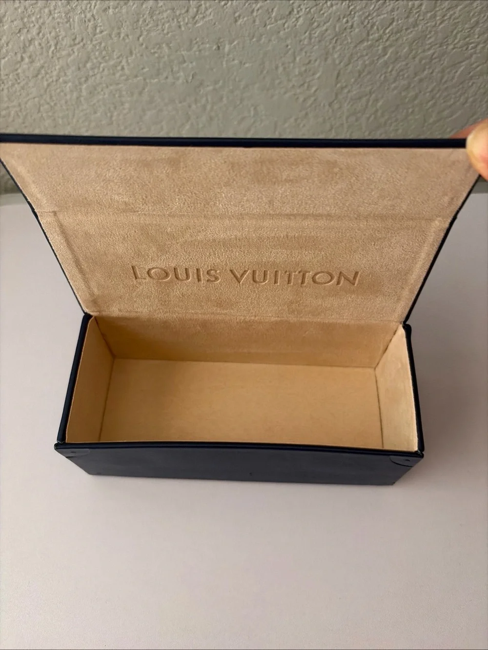 Louis Vuitton Navy Accessory Box with Beige Suede Interior